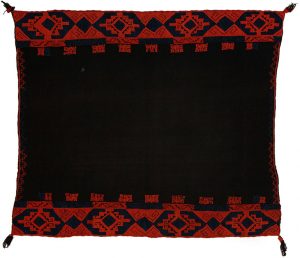 Embroidered Acoma Pueblo cape or manta, unknown maker, c. 1850-1860, catalog number IAF.T468, photo by Addison Doty, 2015